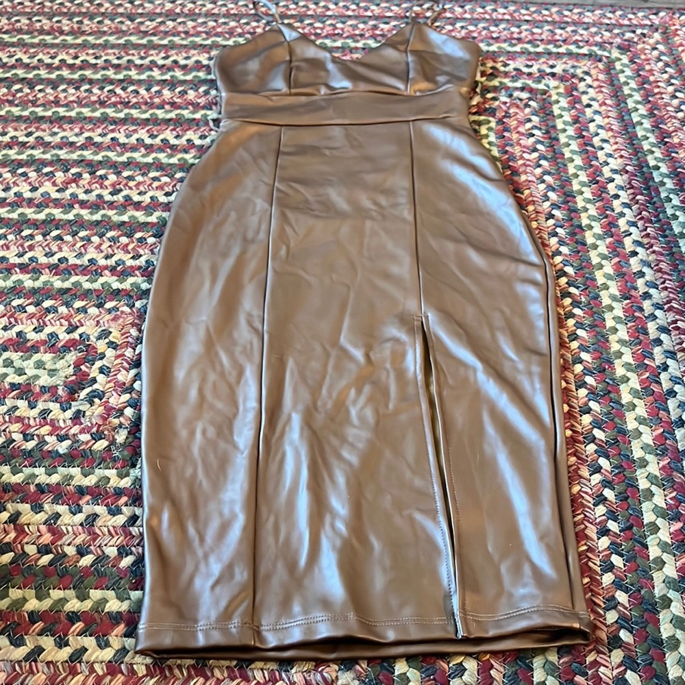 Faux Leather Midi Dress